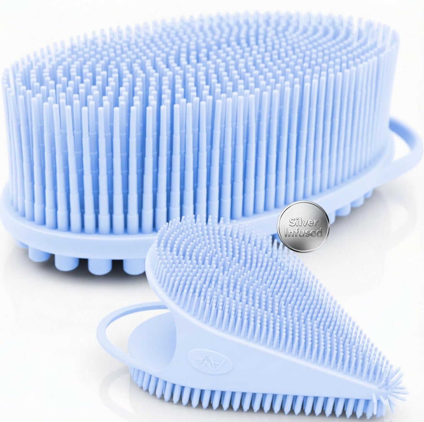 Avilana Premium Silicone Body Scrubber - Trusted Since 2017 - SGS Certified Food Grade Dual Sided Bath Brush, Quick-Dry Exfoliating Loofah Alternative, Massage Brush Sensitive Skin Women Men