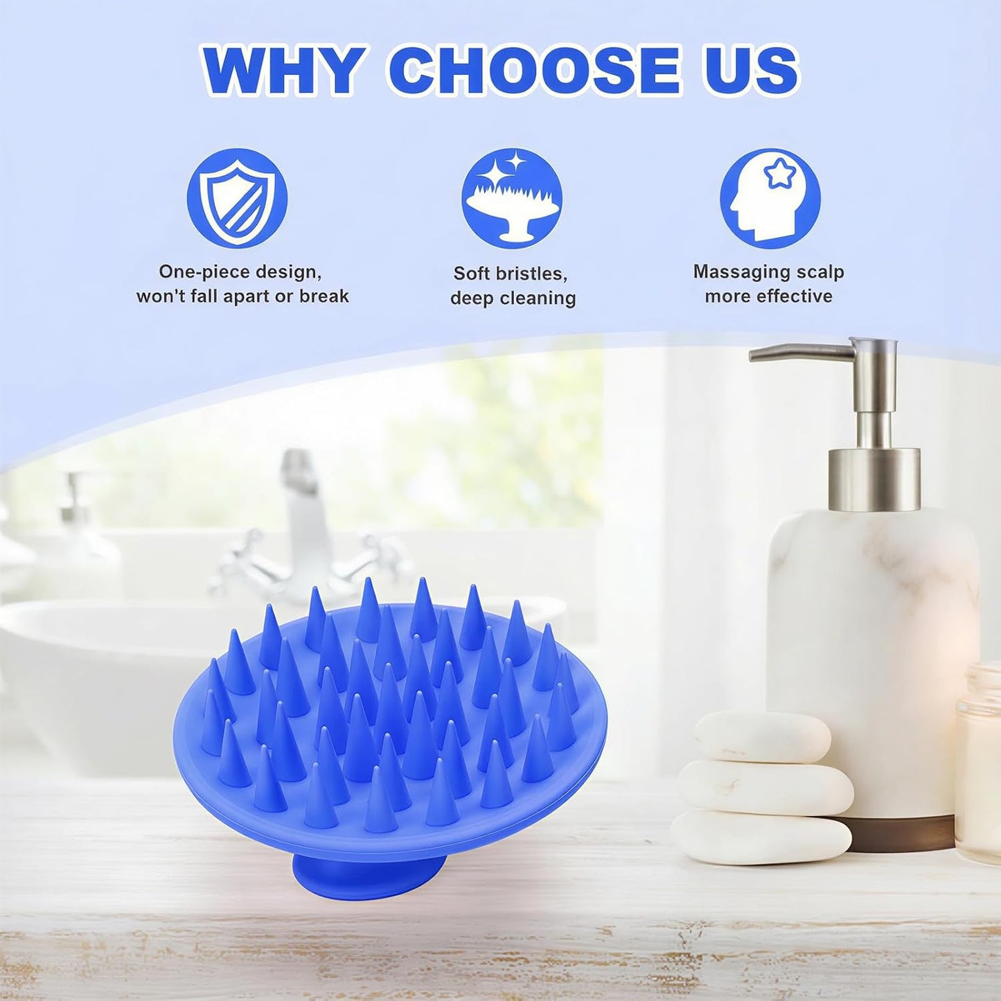 Meartchy Silicone Scalp Massager Shampoo Brush, Scalp Brush for Hair Growth & Dandruff Removal, Hair Scrubber Scalp Stimulator Exfoliator Brush with Soft Bristles for Wet Dry Scalp Care (Black)