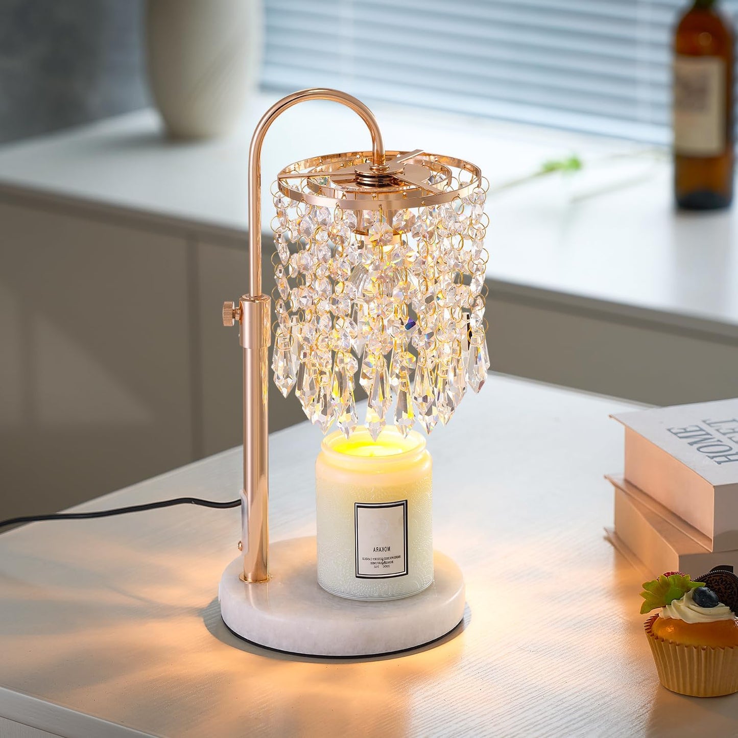Candle Warmer Lamp with Timer Dimmer and 3 Bulbs, Lamp Candle Warmer with Marble Base,Wax Melt Warmer for Jar Candles, Birthday Gifts for Women Mom, House Warming Gifts New Home Decor (RGB-Black)