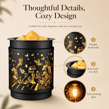 kobodon Wax Melt Warmer Metal Wax Warmer for Scented Wax Electric Fragrance Candle Oil Burner 2 in 1 Wax Melts as Gifts for Moms Grandma Women Girls(Sunflower)