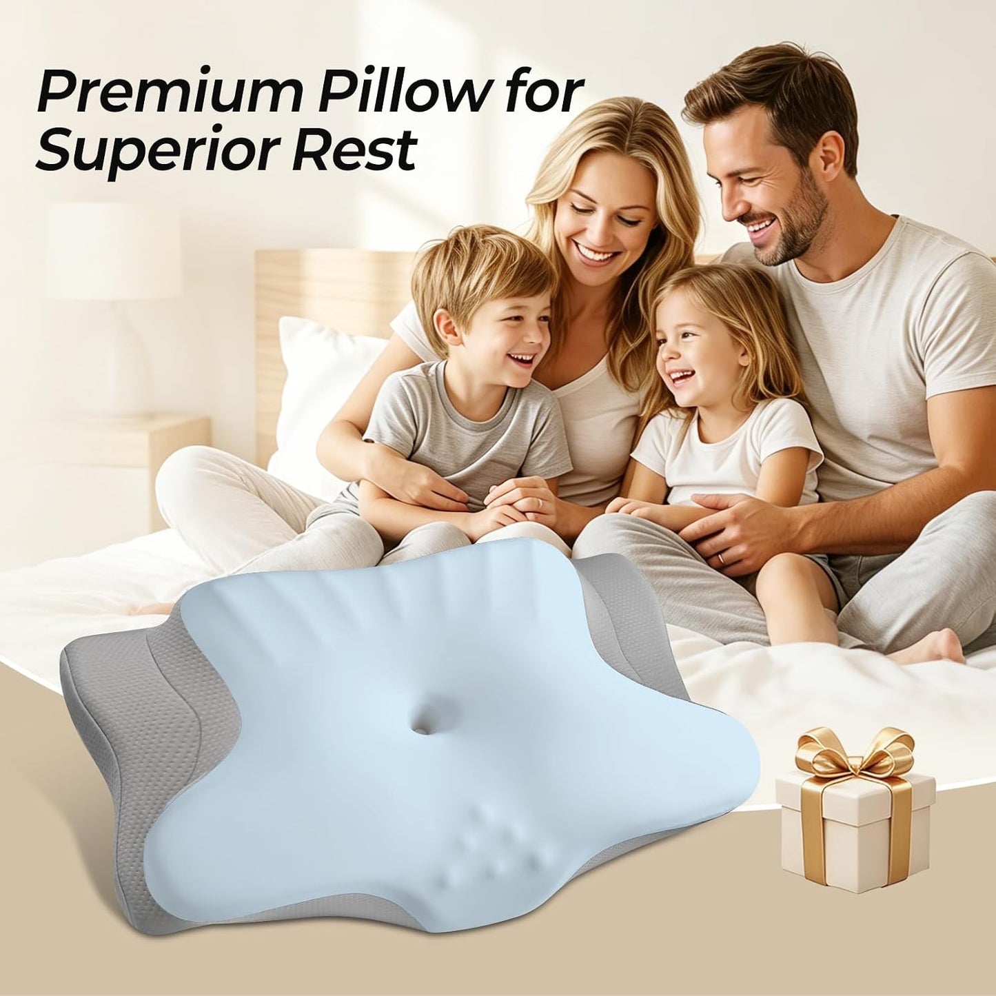 Ylekto Cervical Neck Pillow for Pain Relief - Contour Memory Foam Pillows for Sleeping, Ergonomic Pillow Side Sleeper Pillow for Neck Support, Bed Pillow for Side Back Stomach Sleepers(Grey)