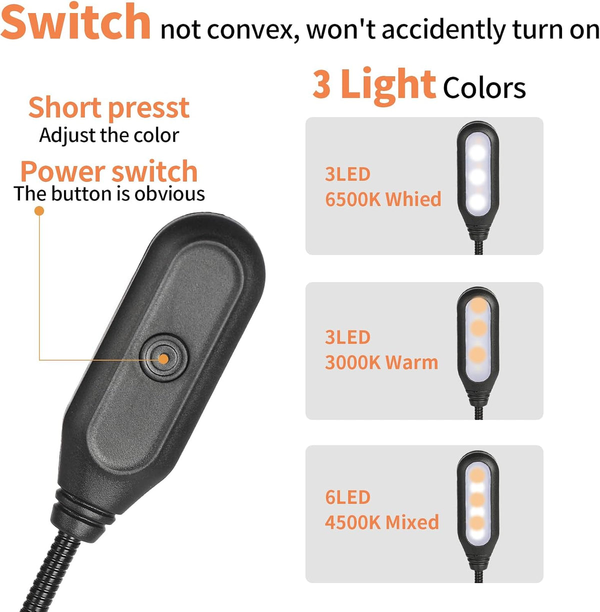 4 Pack Reading Light with 3 Color Temperature, 6 LED Book Clip Lamp for Reading in Bed, Easily Clip on to a Small Mini Lightweight Book Lights for Read Book Lovers
