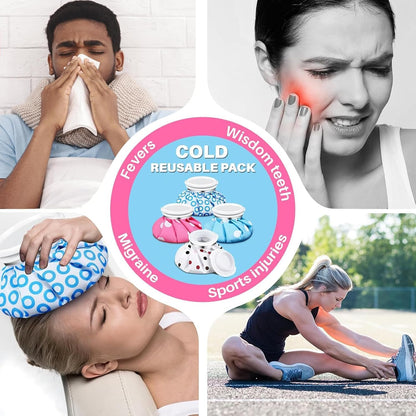 Honoson 4 Pack Reusable Ice Pack for Injuries, Ice Bags Hot Water Bag for Hot & Cold Pain Relief No-Leak Elastic Breathable for Muscle, Joint Pain Swelling, Sports & Home Use(Cute Fruit Style)