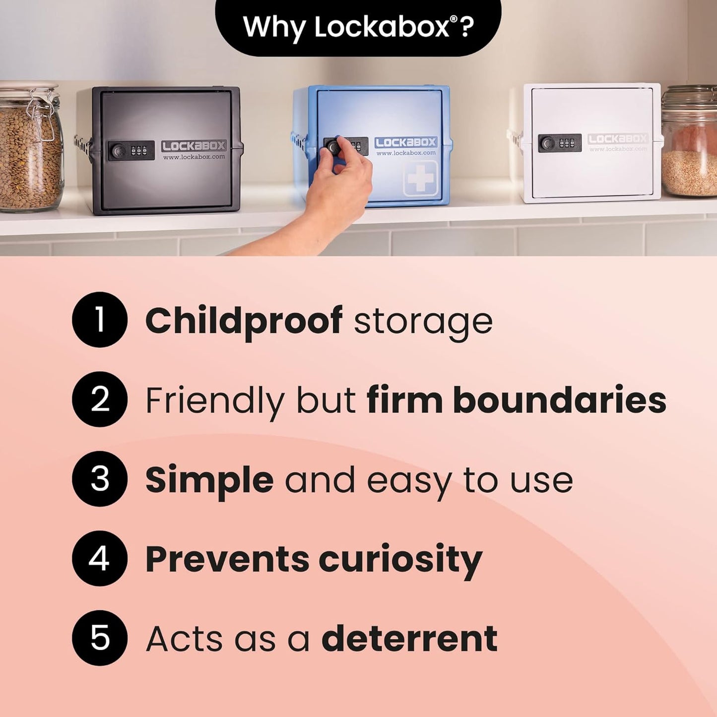 Lockabox One™ | Premium Lock Box | Medium Combination Lock Box For Food, Medicine & Home Safety | External Size 12 x 8 x 6.6 inches (Crystal)