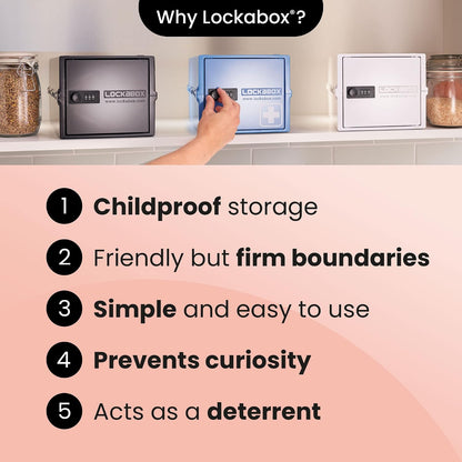 Lockabox Mini™ | Small Lock Box with Combination Lock (Half Letter Sized) | Mini Lockable Box for Small Medicines, Snacks & Mobile Phones | External Size 8.8 x 6.1 x 4.7 Inches (Crystal)