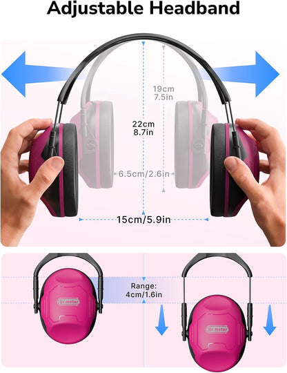 Dr.meter Ear Protection Ear Muffs, Noise Cancelling Headphones for Adults Kids 31dB Earmuffs for Noise Reduction, Hearing Protection for Shooting Gun Range, Mowing, Monster Jam, Sensory, Fireworks
