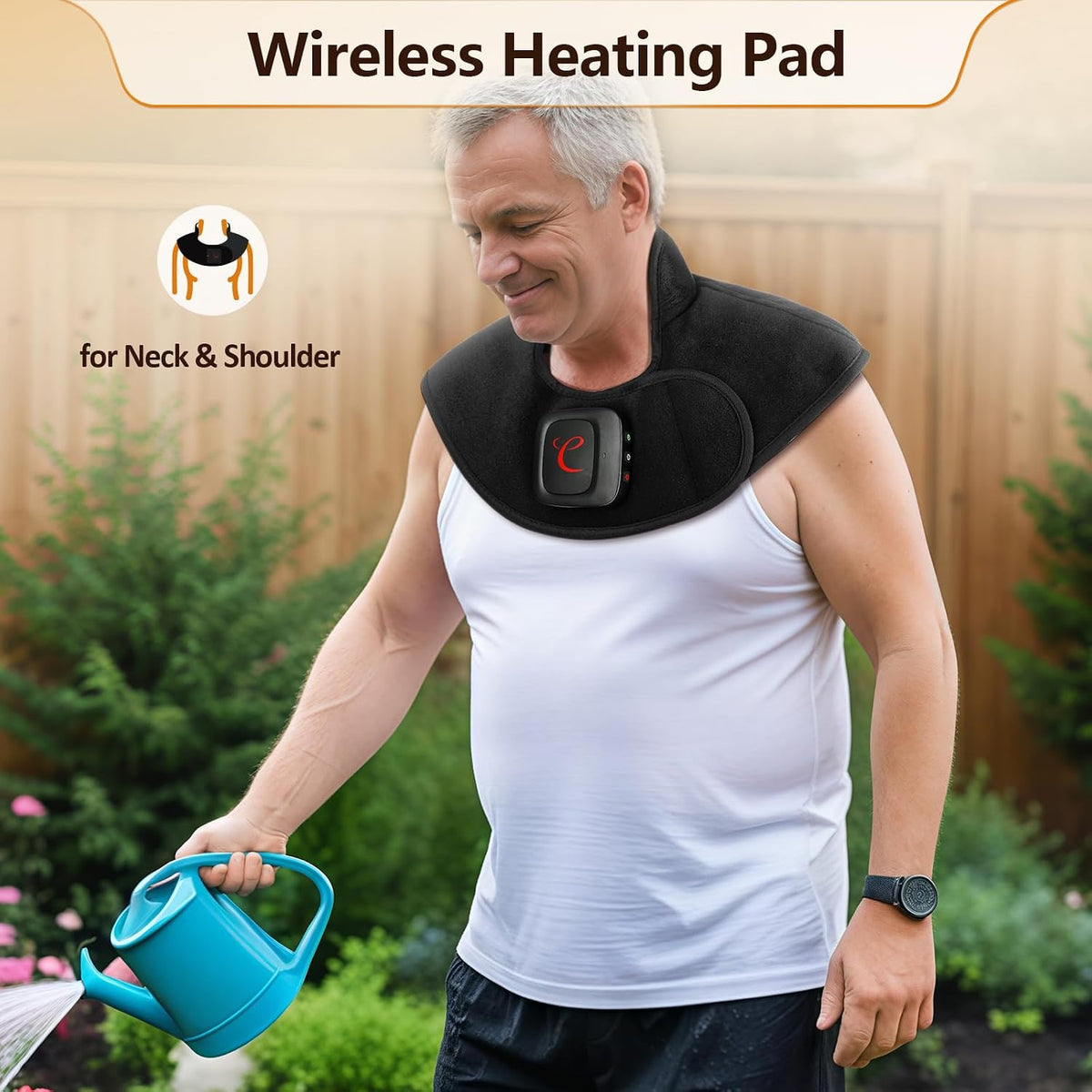 Comfytemp Cordless Heating Pad for Neck & Shoulder, 2.5 lb Weighted Rechargeable Heat Wrap, Electric Cervical Spine Heater with 3-8H of Battery Life, Mother's Day Birthday Gifts for Women Men Mom Dad