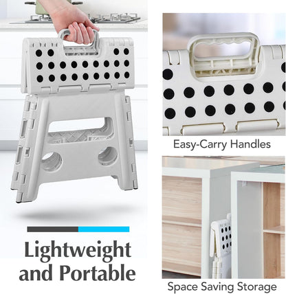 Handy Laundry Folding Step Stool - Sturdy Enough Collapsible Stool to Support Adults - Opens Easy with One Flip - Great for Kitchen, Bathroom or Bedroom (Black - 9 Inch)