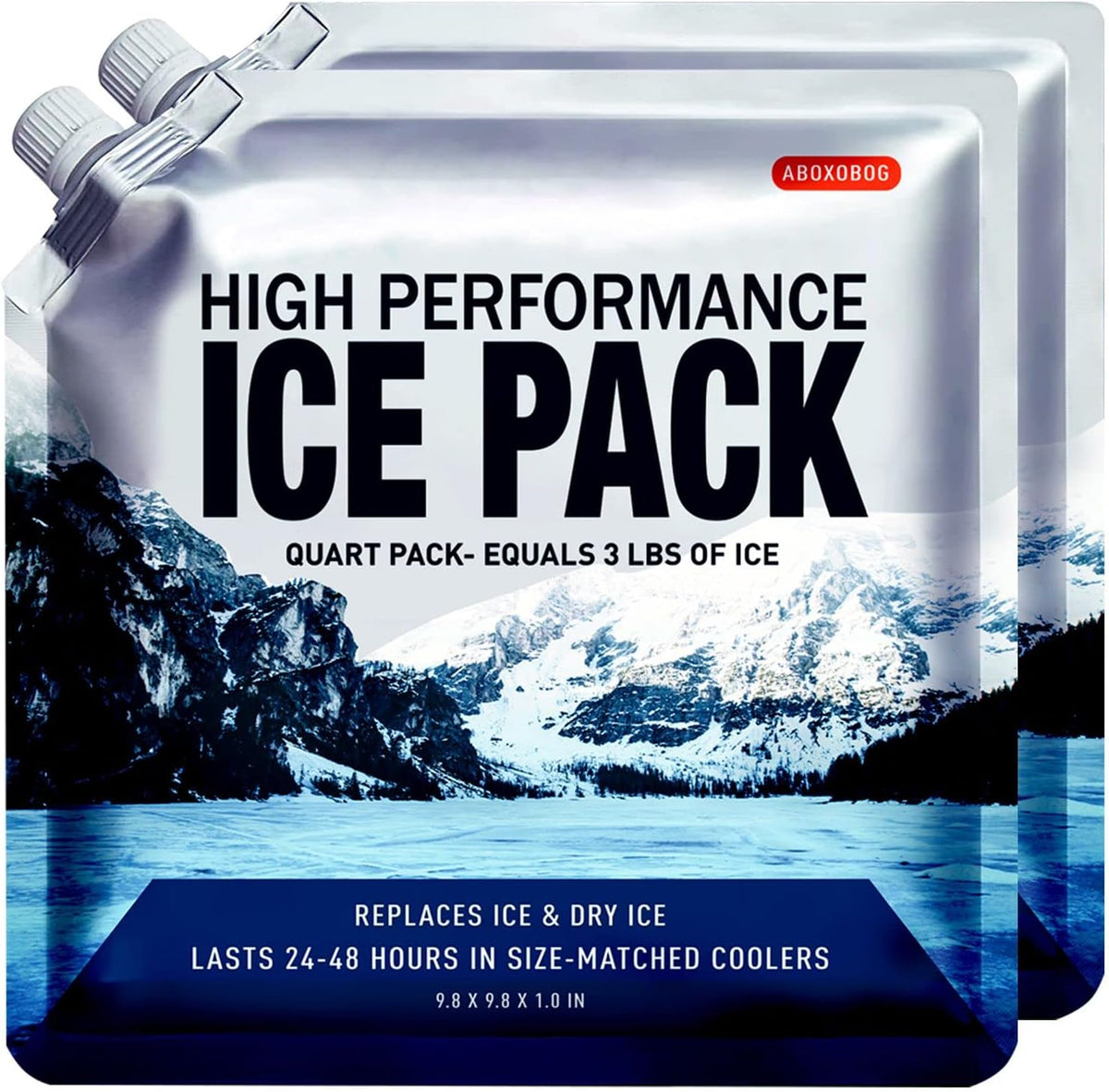 Reusable Ice Packs for Cooler Bag & Large Lunch Box, Long Lasting Gel Freezer Pack for Backpack, Heavy Duty Cold Packs for Camping, Travel, 3 Pack (9.8"x9.8")
