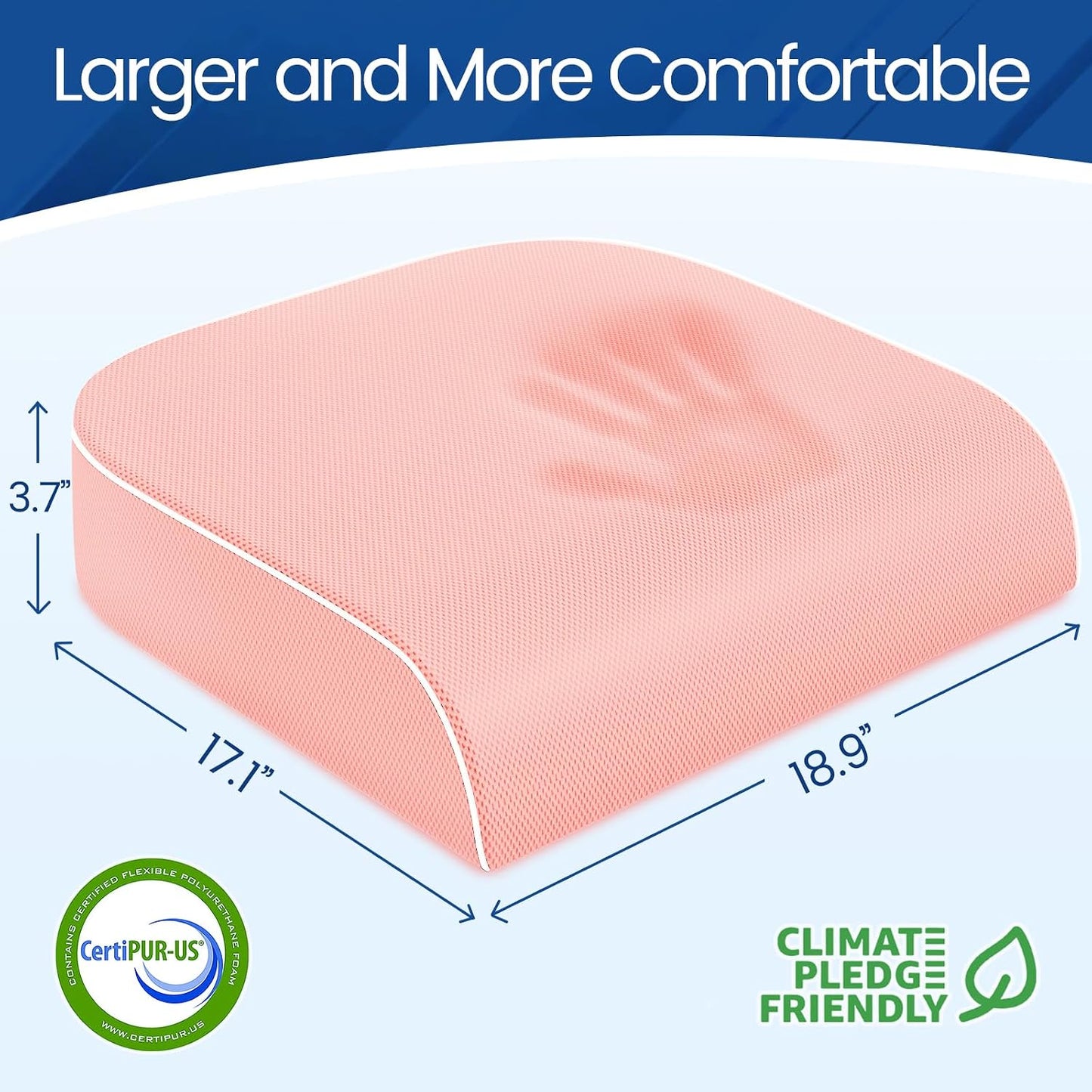 SweetSlubr Seat Cushion for Tailbone Pain Relief, Office Chair Cushion, Chair Pad, Memory Foam Large Cushion with Non-Slip Cover for Soft Support at Office Chair, Car Seat, Airplane, Black/Large
