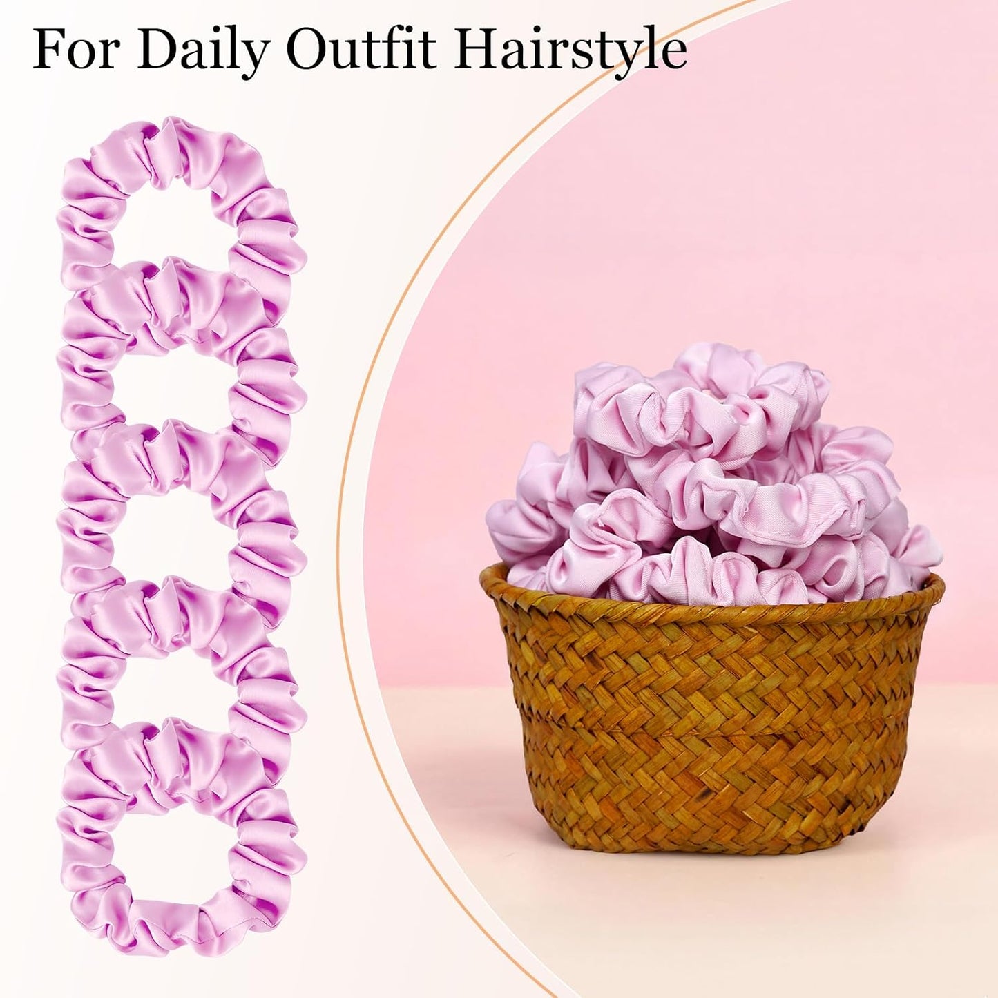 Satin Scrunchies for Women – 8PCS Blush & Brown Silk Hair Ties Set – No Crease, Frizz-Free, Gentle Elastic Hair Bands, Soft & Stylish Everyday Hair Accessories Gifts