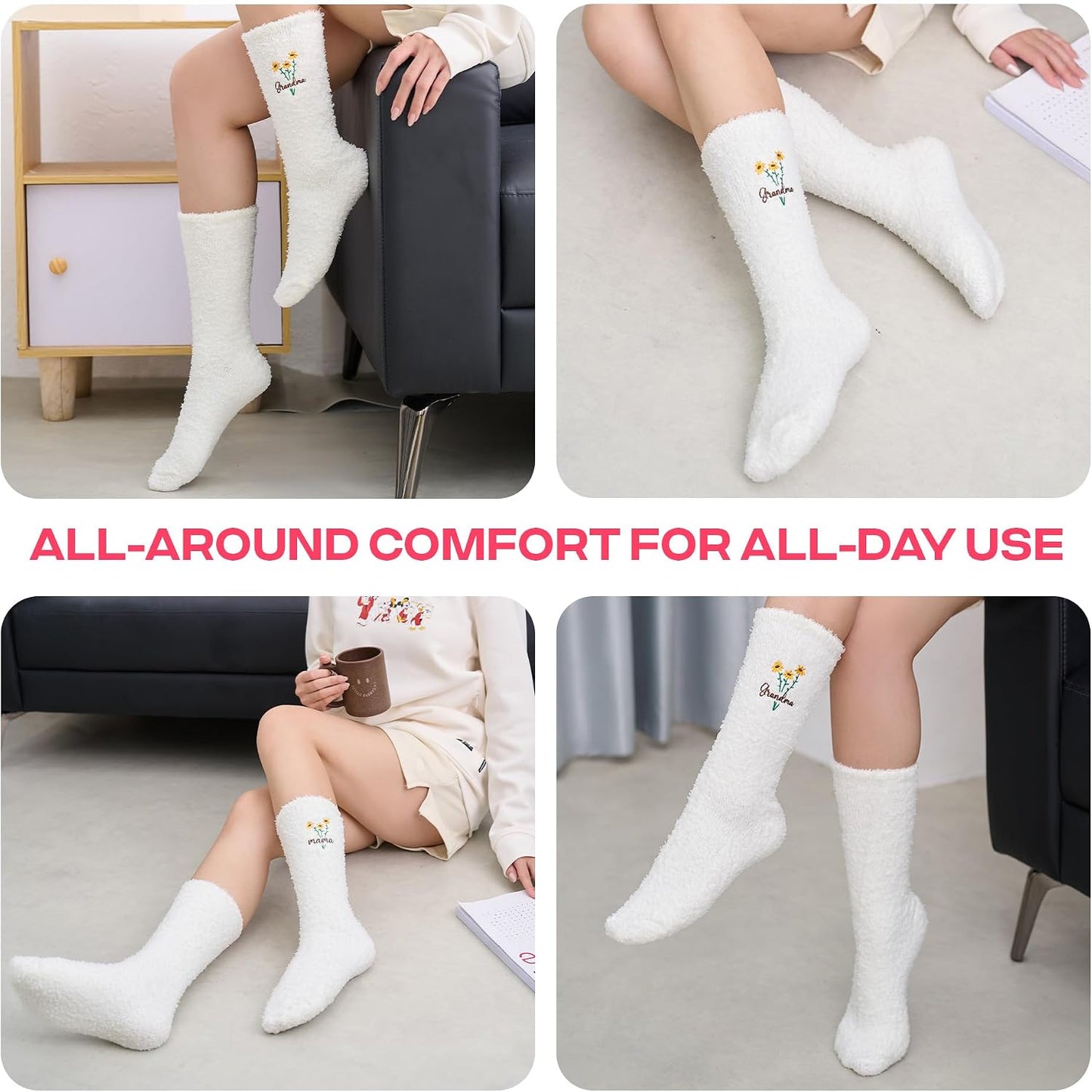 COOLMATE Fuzzy Socks for Women Gift Box – Cozy Soft Cloud Socks for Spa Home, Mother’s Day Gifts for Mom Grandma