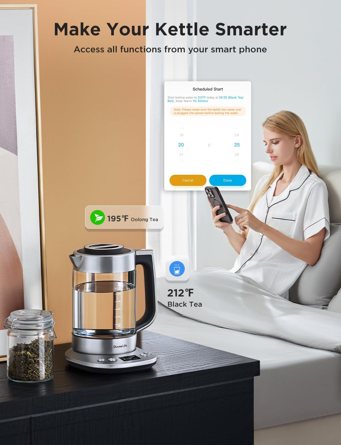 GoveeLife Smart Electric Kettle, Tea Infuser for Loose Leaf, 1.7L Silver