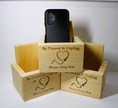 NEW! Unplug Cell Phone Drop Box - Great for the dinner table or night stand. Holds up to 4 phones vertically! Handcrafted in the USA! From Hidden Pond Gardens a net zero company.