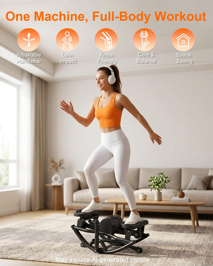 Rocking Steppers for Exercise at Home, Rocker Stepper Side to Side with Resistance Bands & Handlebar for Full Body Workout, Low-Impact Lateral Stepper Exercise Machine with Digital Monitor