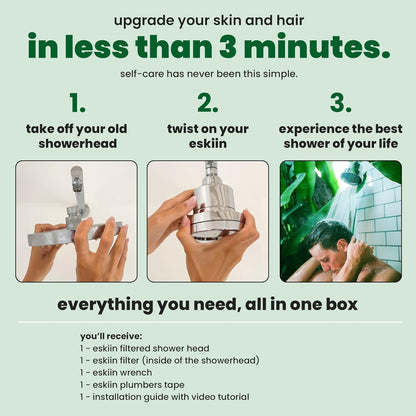 Eskiin Shower Head Water Filter Replacement For The Eskiin Showerhead - High Pressure Shower Heads Replacement For Smooth Hair & Skin - Replacement Cartridge Fits The Eskiin Filtered Shower Head