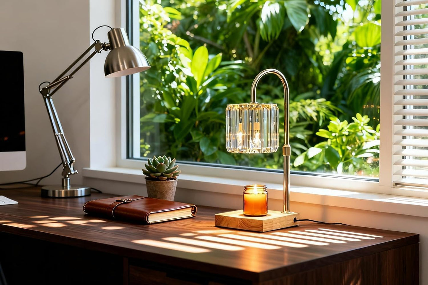 Yuichoy Candle Warmer Lamp with Timer, Dimmable Electric Candle Wamer Adjustable Height, Gifts for Women Mom, Glass Modern Candles Melter Lamp, Black