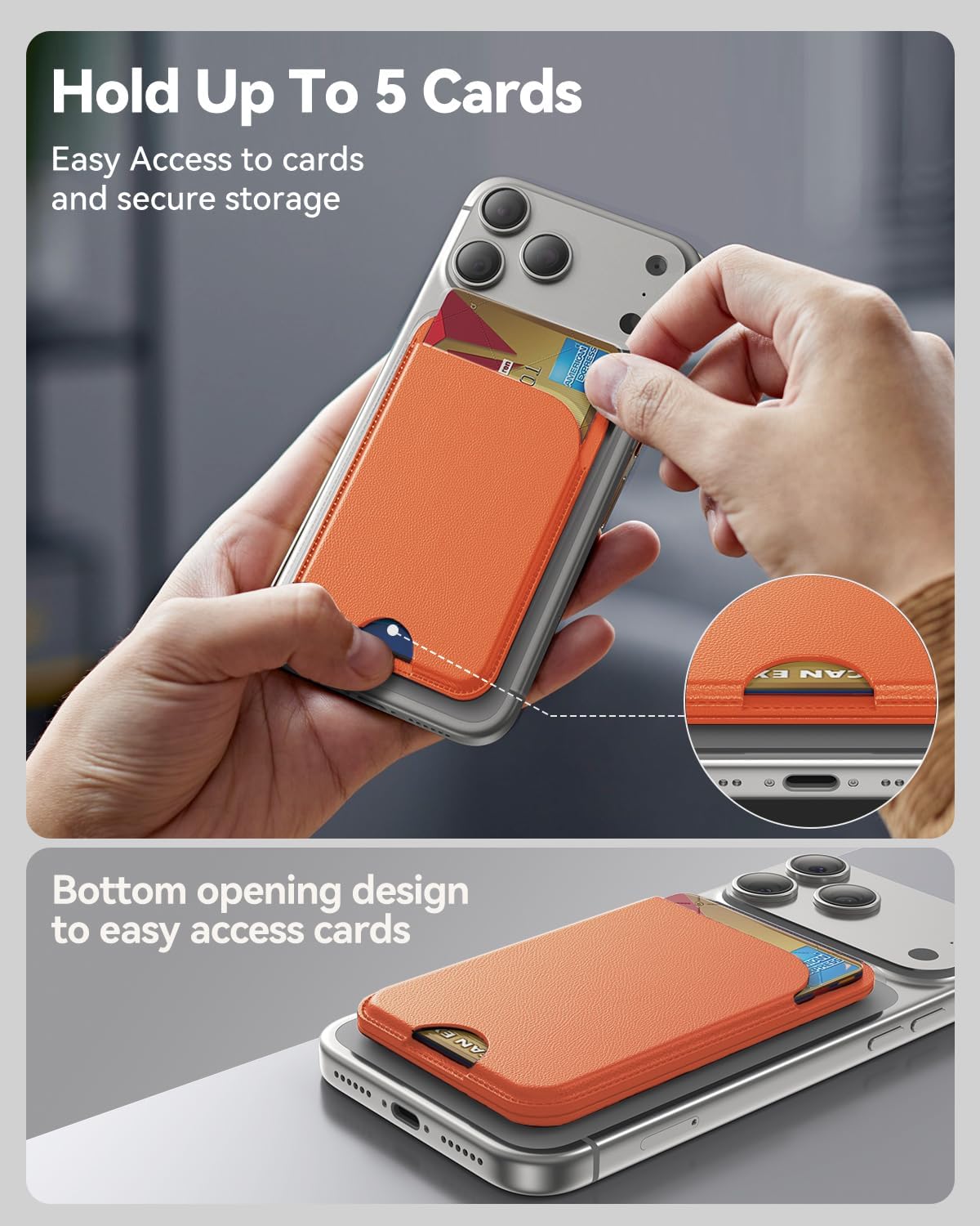 TWZKG for MagSafe Wallet, Works with Apple Find My,5 Card Holder with Stand