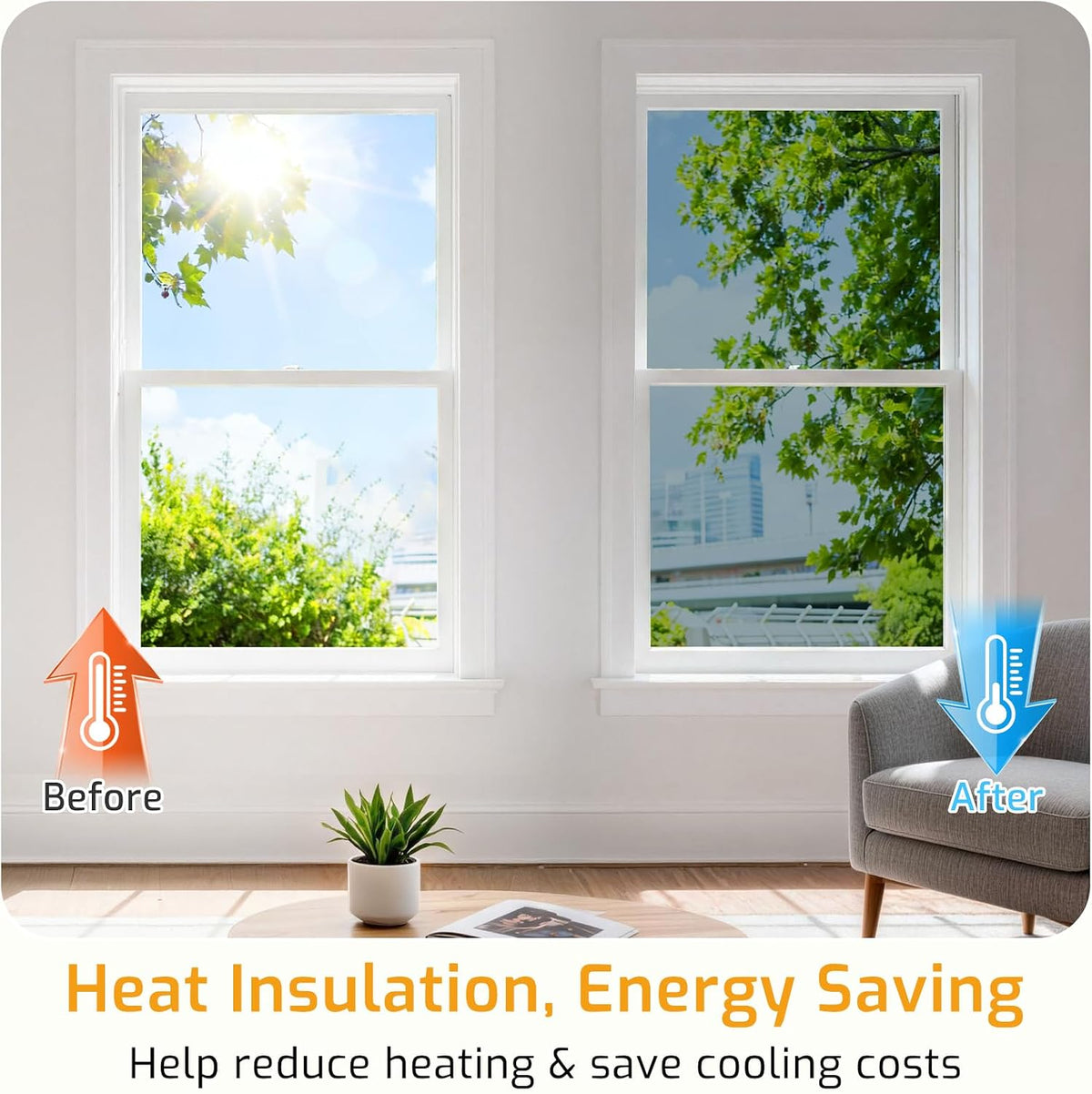 LUTE Blackout Window Film, Window Tint for Home Privacy, 17.5" x 78.7"