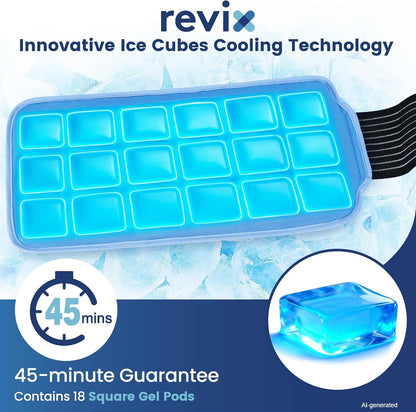 REVIX Ice Pack for Injuries Reusable, 14 × 7" Gel Cold Compress with Strap