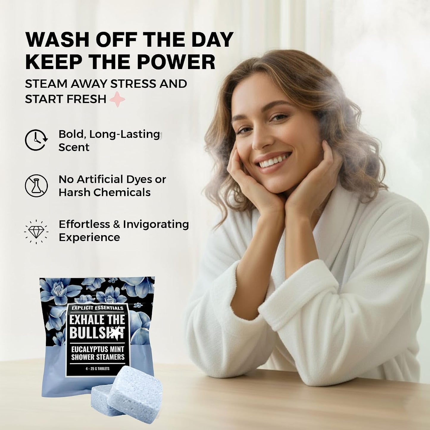 Explicit Essentials B Relax Shower Steamers | Lavender Mint Aromatherapy Shower Steamers for Relaxation & Stress Relief | Spa Shower Gift for Self-Care, Birthdays & Holidays