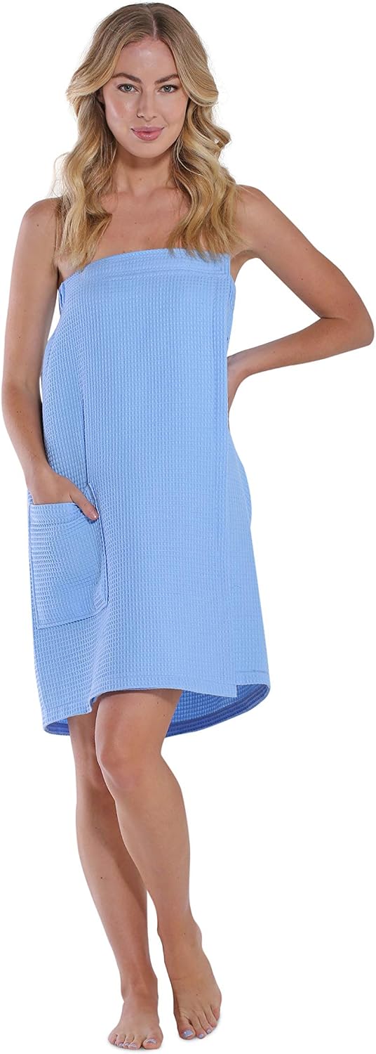 Turquaz Lightweight Knee Length Waffle Robes For Women Spa Bath Waffle
