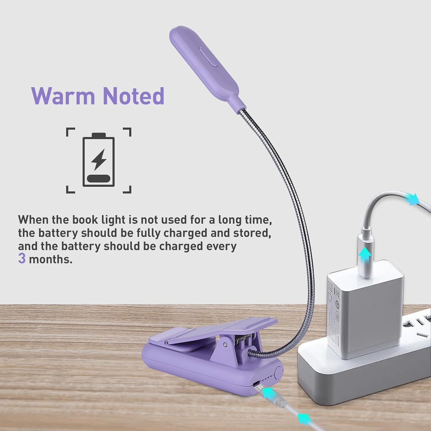VAVOFO Clip On Book Light for Bed Kids, 7 LED Reading Light with 9-Level Warm Cool White Daylight, Eye Care Lamp with Power Indicator for Bookworms (Blue)