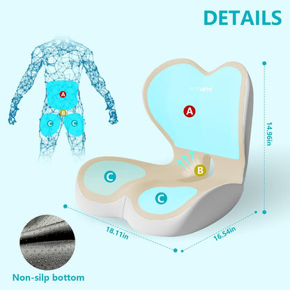 2026 Upgraded Orthopedic Memory Foam Seat Cushion with Adjustable Strap, Coccyx & Sciatica Pain Relief, Washable Non-Slip, Ergonomic Support for Office Chair, Car & Wheelchair (Dark Grey)