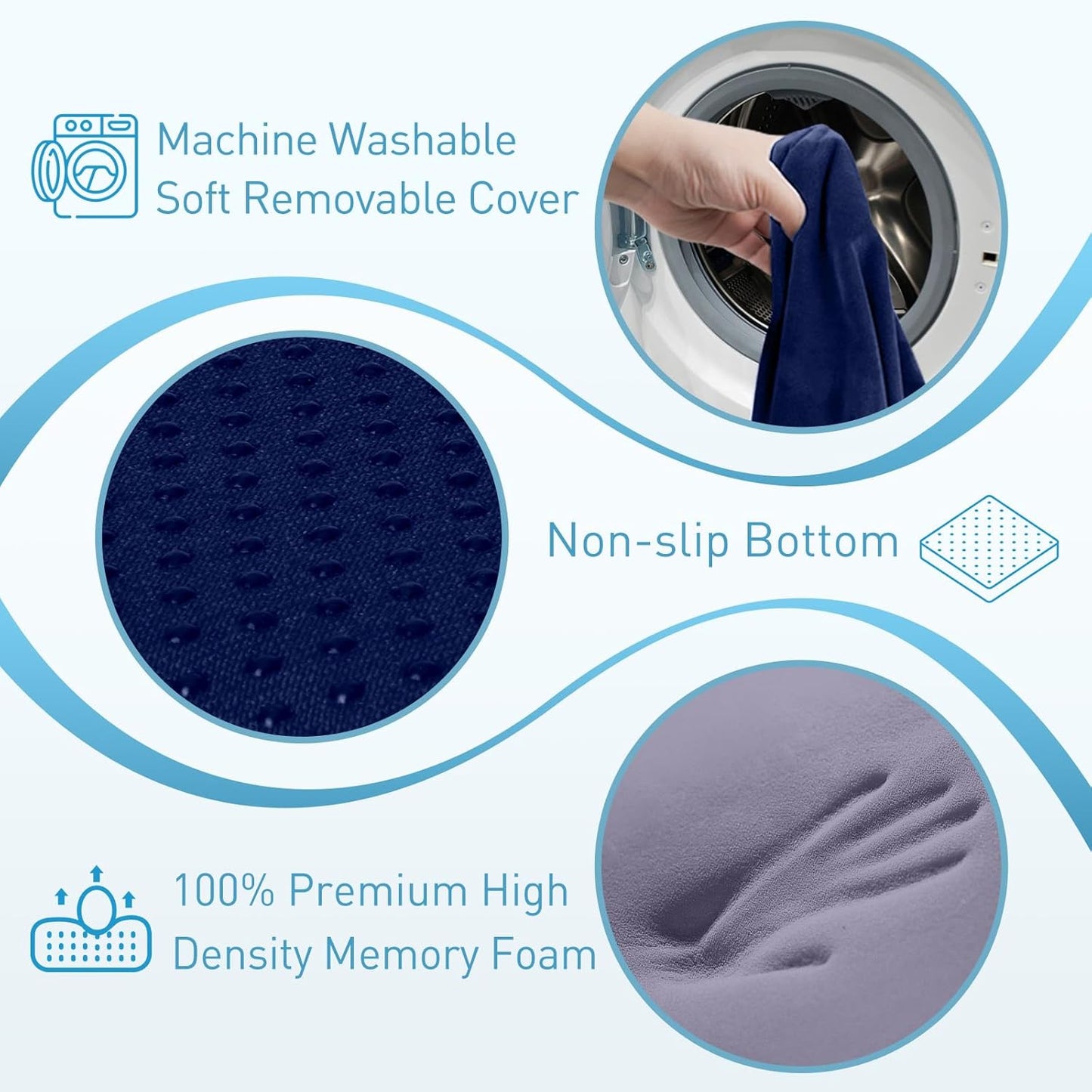 BlissTrends Seat Cushion with Velvet Cover, Thick Memory Foam Cushions for Office Chair, Car Seat, Airplane, Relieving Pressure Tailbone Sciatica Back Pain for Long Sitting, Car Drivers 4.7in Black
