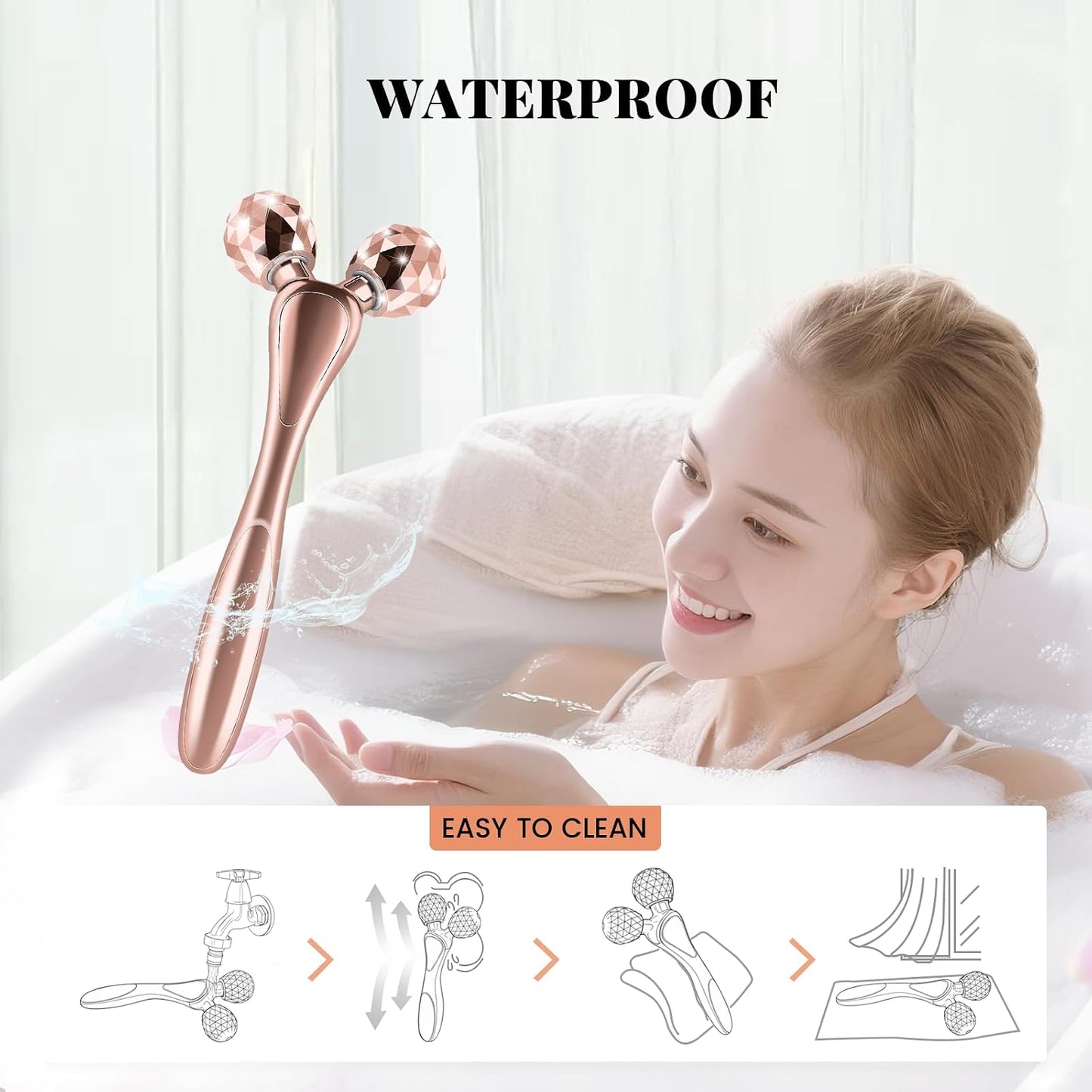 Wireless Face Massager Tool, 8-Roller 3D Face Roller for Women, LED Facial Massager,V-Shape Face Sculpting Tool for Jawline, 6 Light & Vibration Modes, USB-C Rechargeable