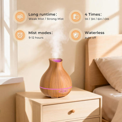 Aromatherapy Essential Oil Diffuser, 550ml Ultrasonic Fragrant Oil Large Room Humidifier, Diffusers for Home with Timer and Waterless Auto-Off, 7 Color LED Lights,Cool Mist Humidifiers