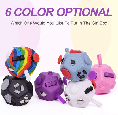 UOOEFUN Small Fidget Toys,12 Sided Fidget Toys,Mini Cube Toys Relief Stress,Autism and Anxiety Depression Anti for Kids Adults Improve Focus (Grey)
