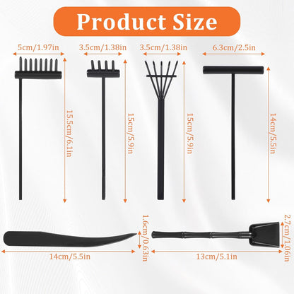 JJUNW Mini Zen Garden Kit, 6 Pcs Zen Garden Rake Tools Sand Casting Kit, Sand Zen Garden, Meditation Accessories for Home Office Desk Garden Decor