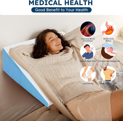 Wedge Pillow for Sleeping, 7.5" Memory Foam Bed Wedge Pillow