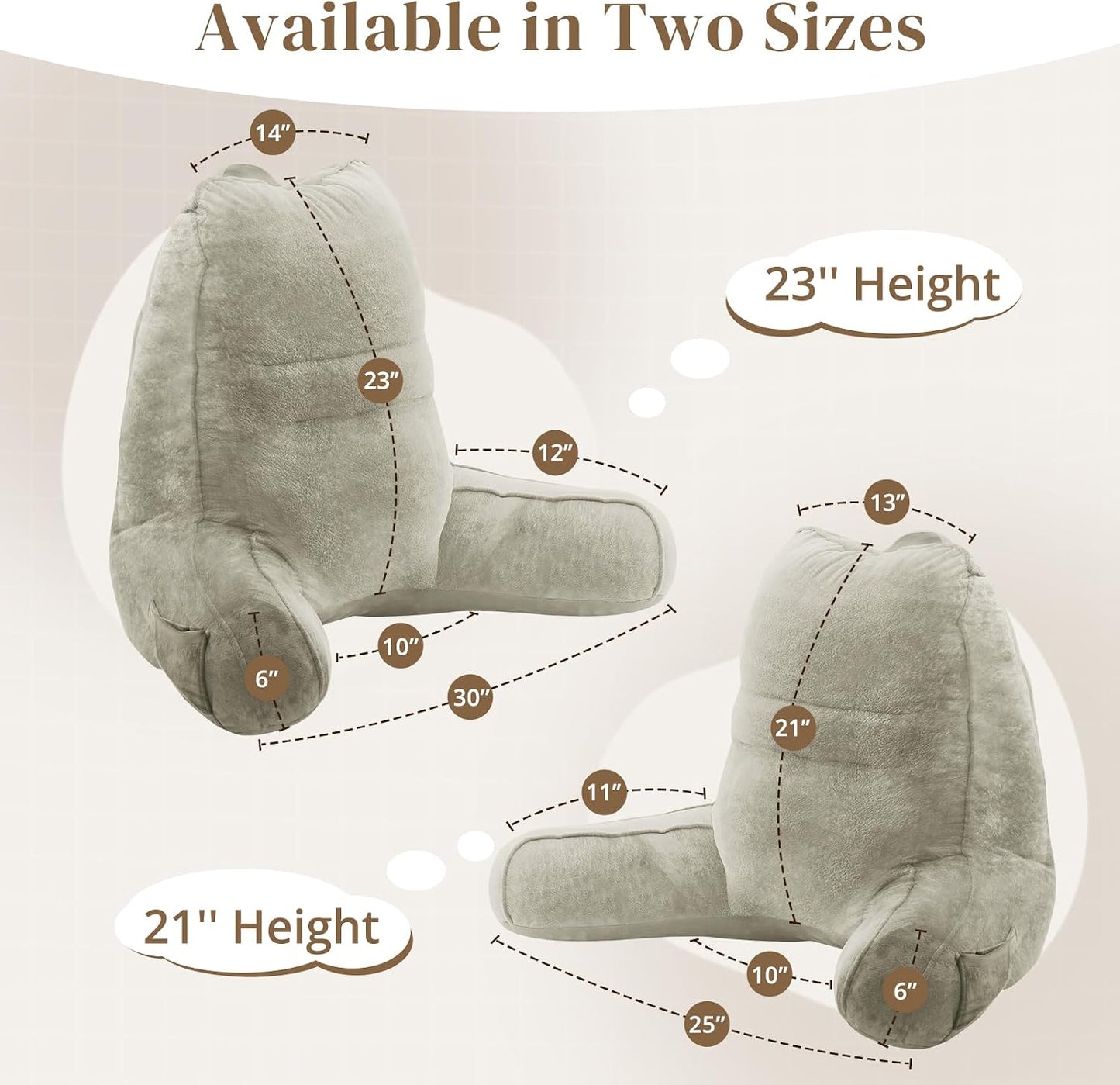 Sasttie Reading Pillows for Sitting in Bed Adult, Back Pillow Bed Sitting Up, Back-Rest Support Cushion for Sit Up on Couch, Sofa, and Floor, Dorm Essentials, Oeko-Tex Certified, Dark Grey