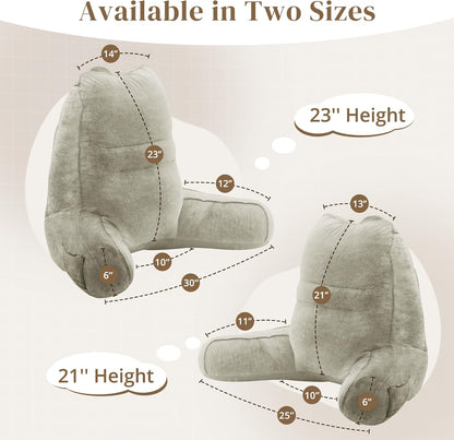 Sasttie Reading Pillows for Sitting in Bed Adult, Back Pillow Bed Sitting Up, Back-Rest Support Cushion for Sit Up on Couch, Sofa, and Floor, Dorm Essentials, Oeko-Tex Certified, Dark Grey