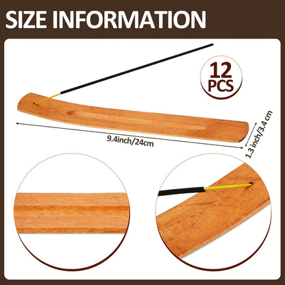 12 Pieces Wood Incense Holder Ash Catcher Burner Yoga Meditation