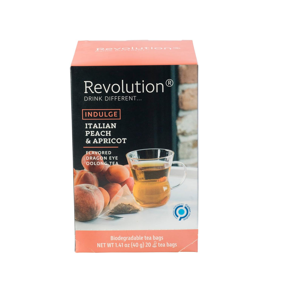 REVOLUTION TEA® Dragon Eye Oolong Tea Bags [THE ORIGINAL] - INDULGE Italian Peach & Apricot Oolong Tea - Premium Dragon Tea Bags - Oolong Black Tea Organic Biodegradable - 20 Bags