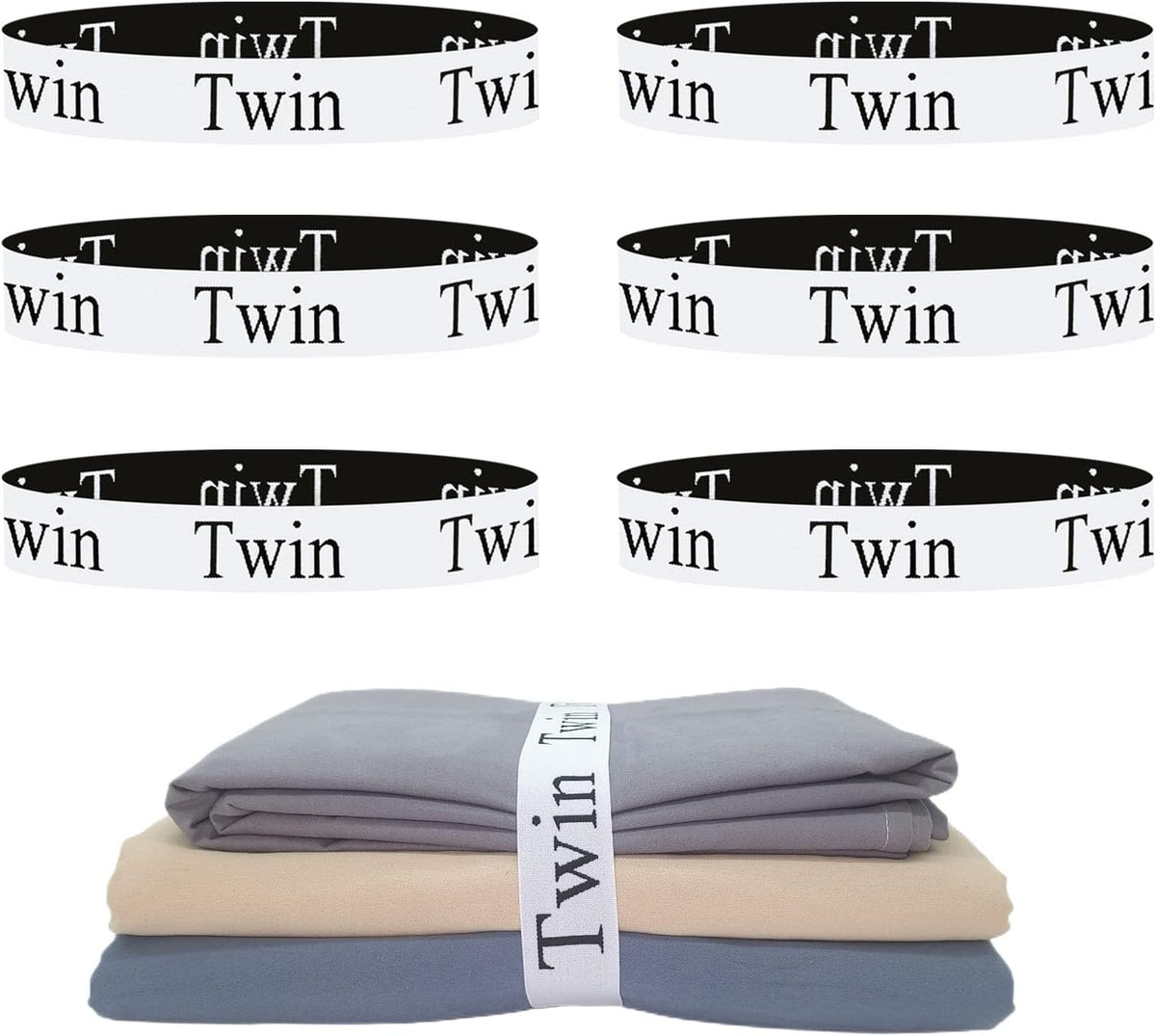 Bed Sheet Organizer Bands, Sheet Organizers and Storage Label Bands, Sheet Label for Bedding, Sheets Organizer for Closet,Sheet Keepers Linen Labels Bedding Bands (Queen)