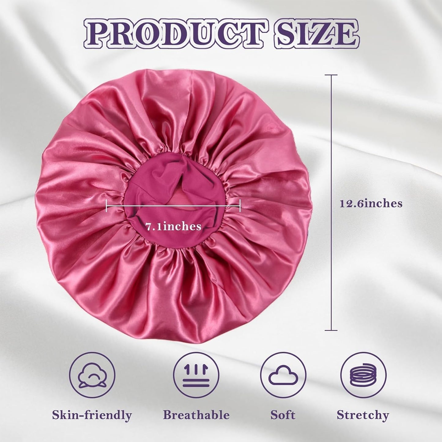 ZHENSILK 2Pcs Silk Bonnet for Sleeping, Satin Hair Bonnets, Soft Elastic Band Silk Sleep Cap, Hair Wrap for Women (Black Gold)