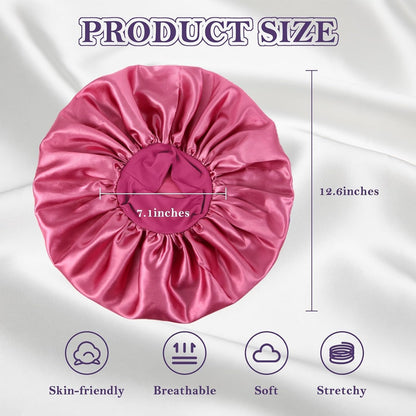 ZHENSILK 2Pcs Silk Bonnet for Sleeping, Satin Hair Bonnets, Soft Elastic Band Silk Sleep Cap, Hair Wrap for Women (Black Gold)