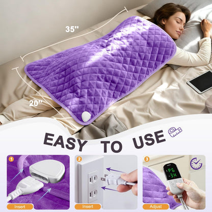 35 x 20 Inch King Size Electric Heating Pad for Back, Neck and Shoulders | FSA Eligible HSA, for Period Cramps, Abdomen and Knee, Dry or Moist Heat Use, 2H Auto Shut Off, 6 Heat Settings, Washable