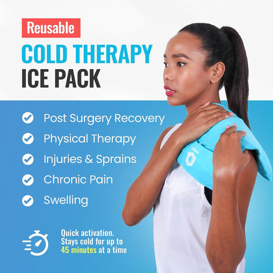 ICEWRAPS Reusable Cold Pack with Fabric Cover - Standard 10 x 14 Inch, Blue