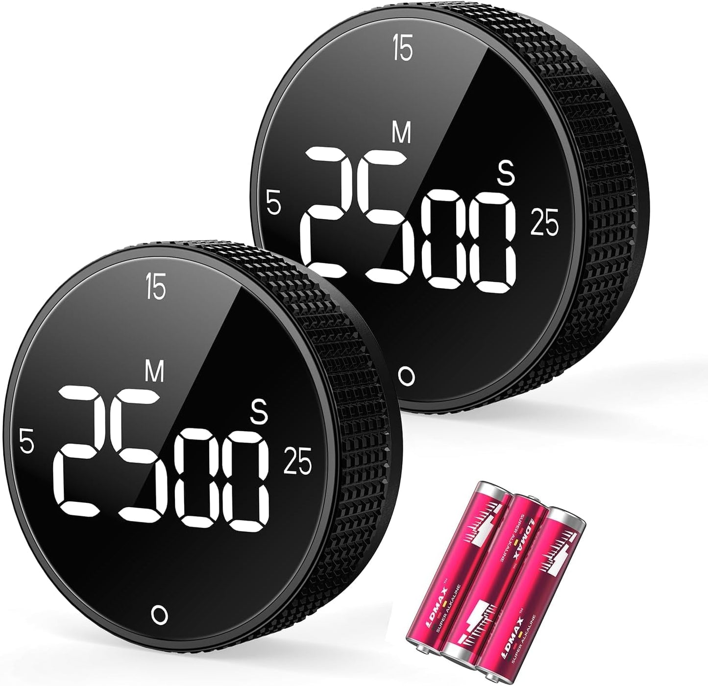 Digital Magnetic Kitchen Timer for Cooking, Large LED Countdown Timer, Rotating Pomodoro Timer, Volume Adjustable, 5/15/25 Min Presets for Kitchen, Baking Grilling Studying