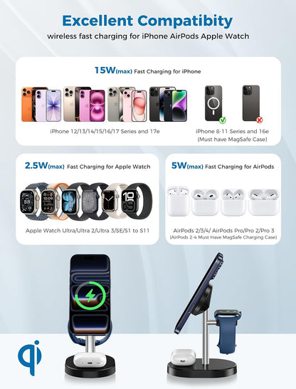 Mag-Safe Charger 3 in 1 Charging Station for iPhone Apple Watch AirPods