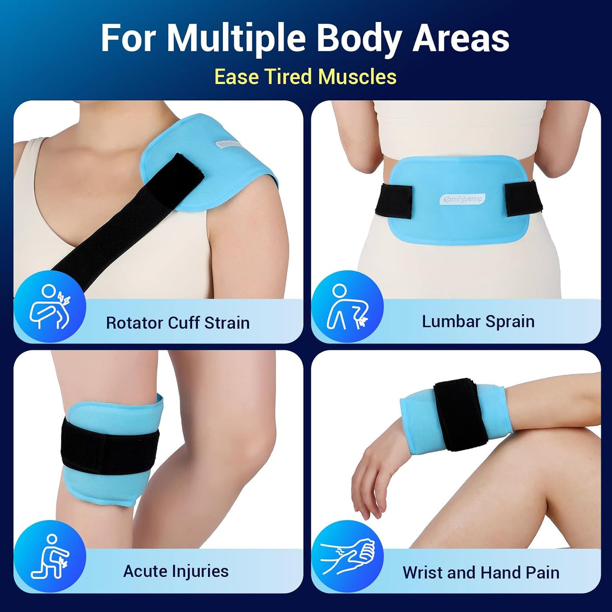 Comfytemp Gel Ice Packs for Injuries Reusable, Hot Cold Compress Ice Packs