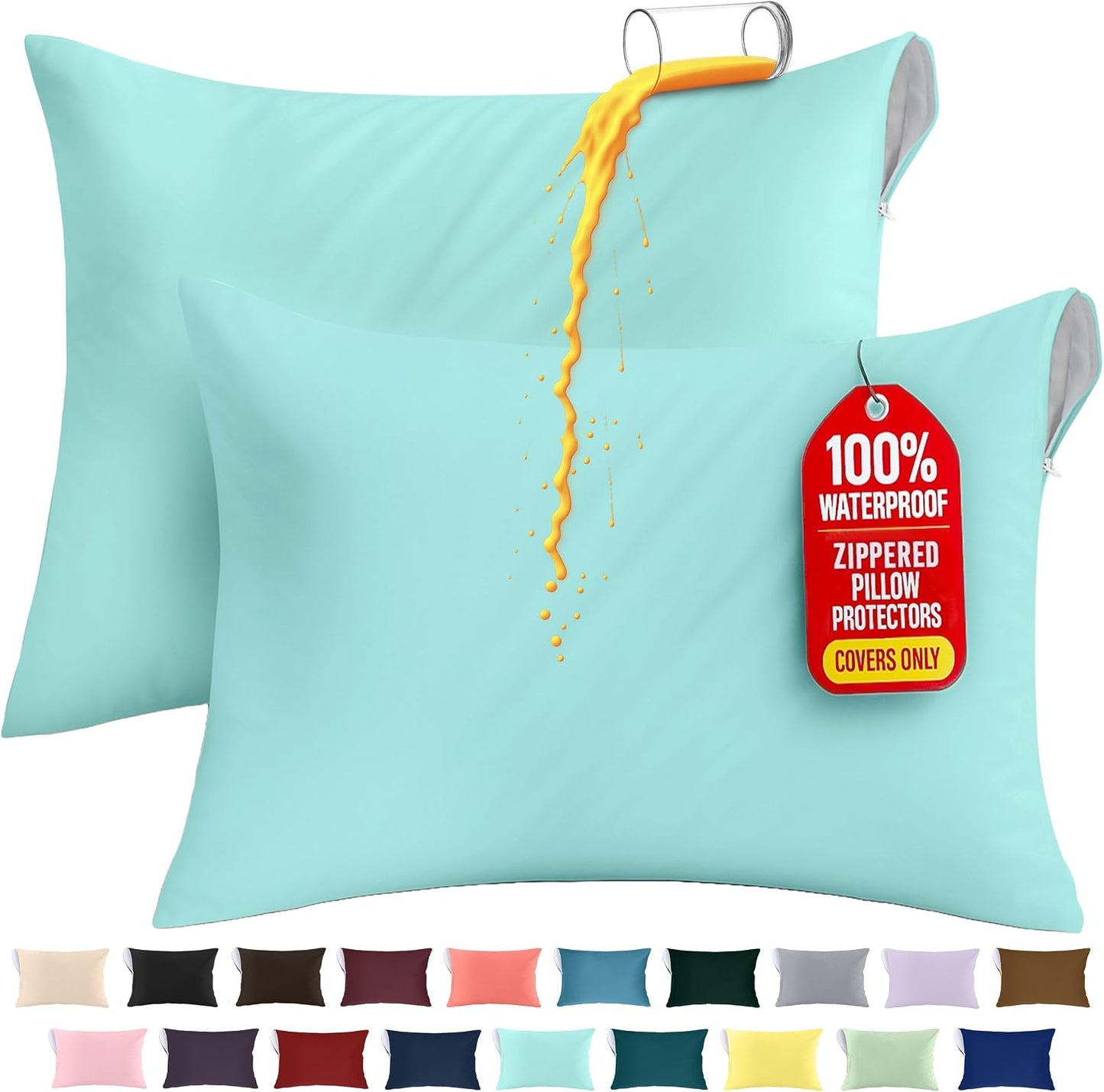 Utopia Bedding Premium 100% Waterproof Pillow Protectors with Zipper Standard Size (Set of 4), Bed Bug and Dust Mite Proof Zippered Pillow Covers, Pillow Encasement Cases, Gray