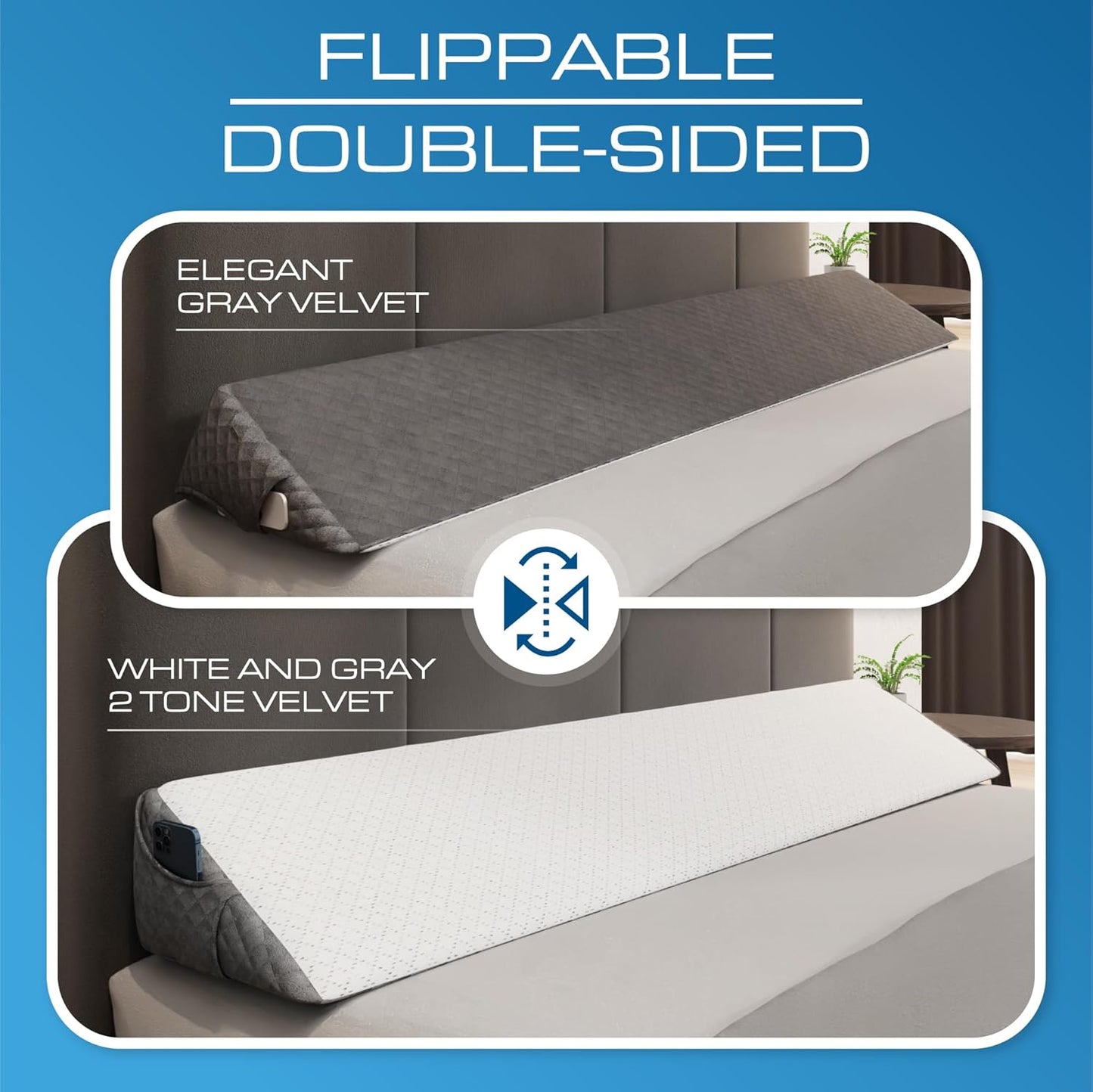 Kolbs Bed Wedge Pillow for Sleep Apnea, FSA Eligible Acid Reflux, and Back Pain Relief, with Chic Jacquard Cover - Headboard Wedges for Sleeping (5" Gentle Incline)