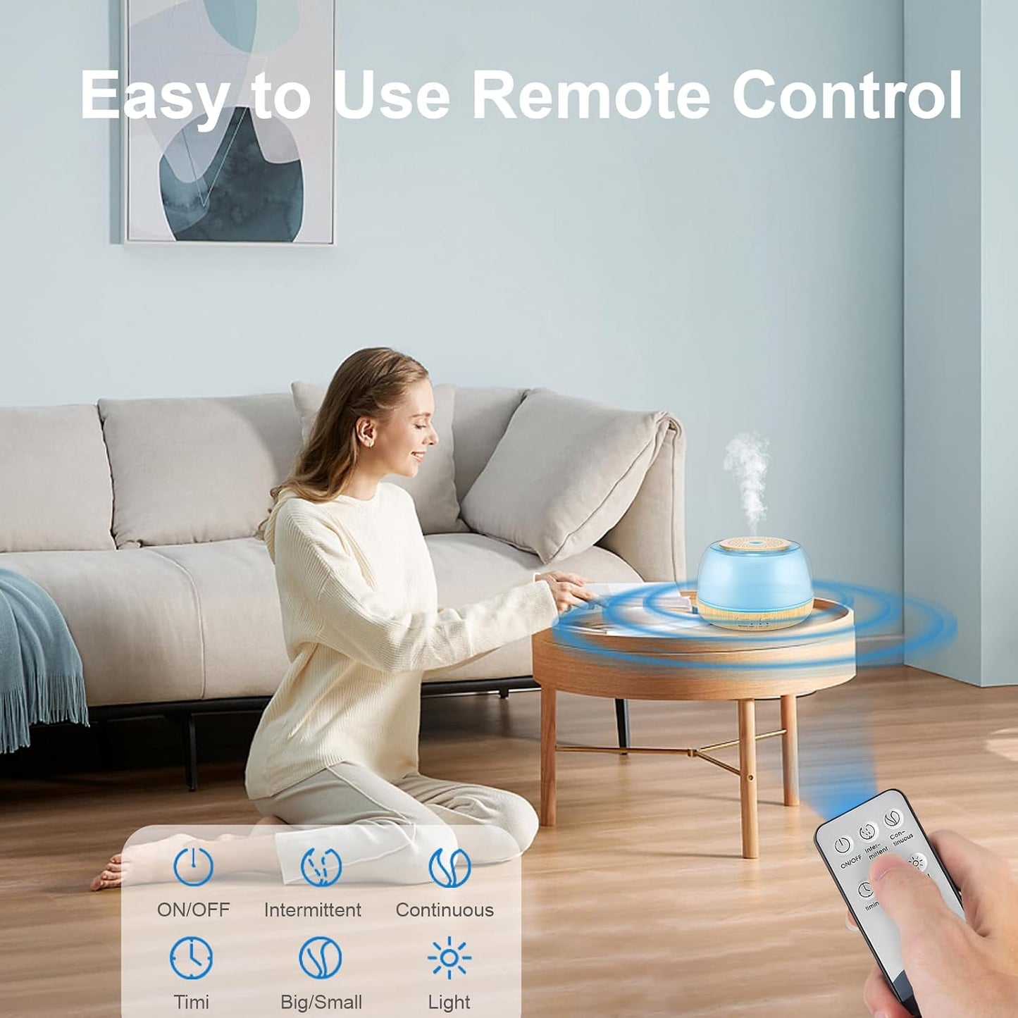 300ML Essential Oil Diffuser, Remote Control Ultrasonic Aromatherapy Oil Diffusers Cool Mist Humidifier, Waterless Auto-Off and 7 LED Light Colors for Bedroom, Yoga, SPA, Baby