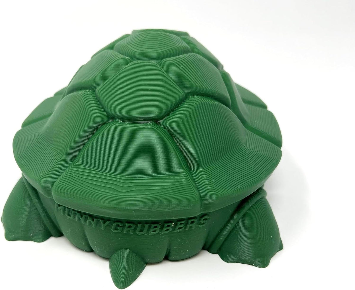 Munnygrubbbers - Mini Desktop Turtle Sand Box - 6 x 6 in - Stress Relief - Made in USA - Includes Moldable Play Sand and Mini Tool - Novelty Gift - Desktop Decor - Zen Garden - (Green)